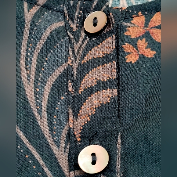 WRAP LONDON Puff Sleeve Feathers & Floral Printed Cotton Midi Dress Sz 14 - Picture 8 of 12